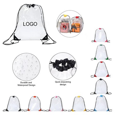 Portable Transparent PVC Drawstring Backpack