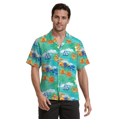 Unisex Printed Poplin Camp Shirt w/Tropic Print