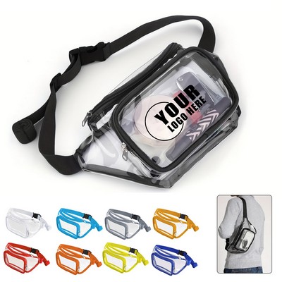 Double-Pocket Transparent PVC Waist Bag